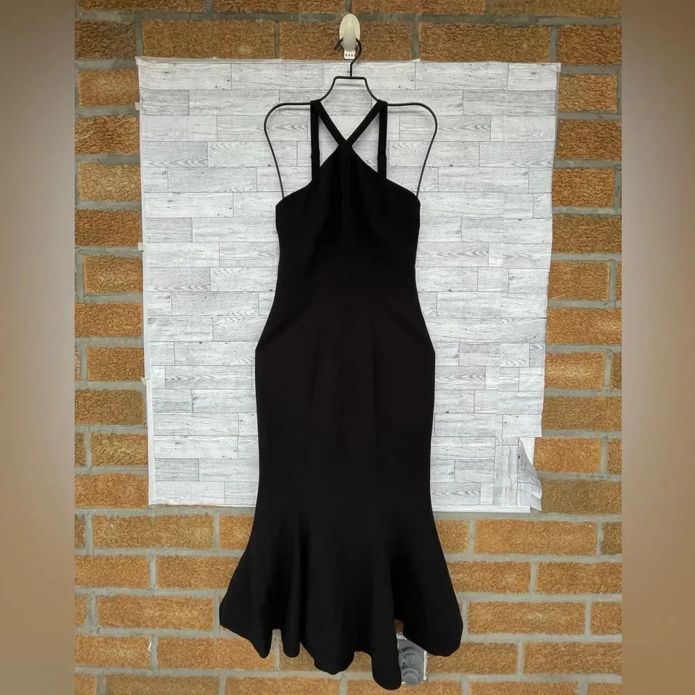Dress The Population Black Brandy Halter Mermaid Midi Dress XS